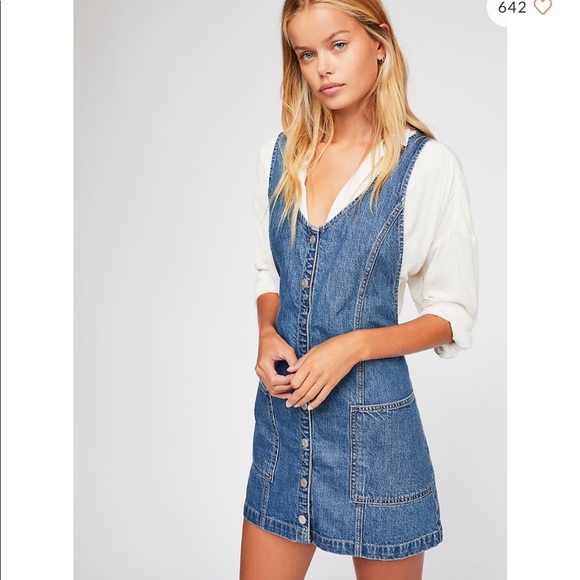 Free People Dresses & Skirts - Free People Pearl Denim Jumper NWT